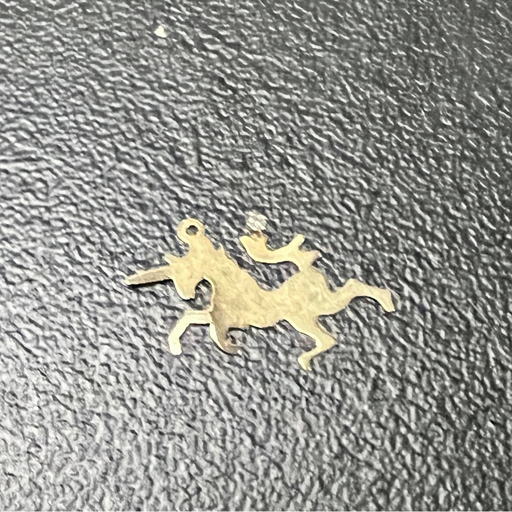 14K Yellow Gold 🎂 Unicorn Diamond‎ Charm Pendant